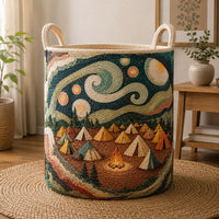 Retro Campfire Quilted Laundry Basket 1