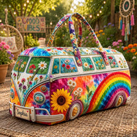 Floral Tie-dyed Rainbow Personalized Quilted Duffle Bag EM10 1