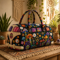 Boho Chic Flowers & Mushrooms Quilted Duffel Bag LV19 1