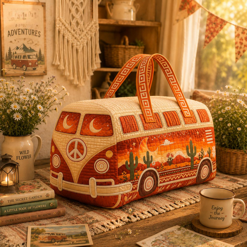 Vintage Camper Van Quilted Duffle Bag LV32