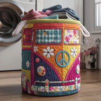 Colorful Hippie Bus Quilted Laundry Basket 1