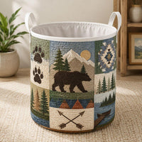 Rustic Bear Quilted Laundry Basket 1
