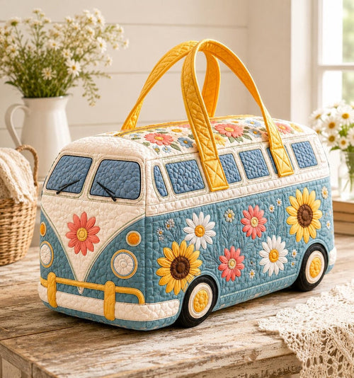 Retro Bus Personalized Quilted Duffle Bag QV46