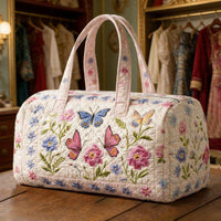 Butterfly Floral Garden Quilted Duffle Bag QV50 1