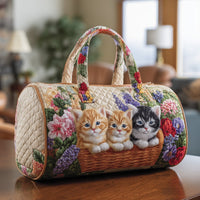 Vintage Meow Bouquet Quilted Duffle Bag QV55 1