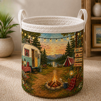 Mountain Camper Wildflower Camping Quilted Laundry Basket 1