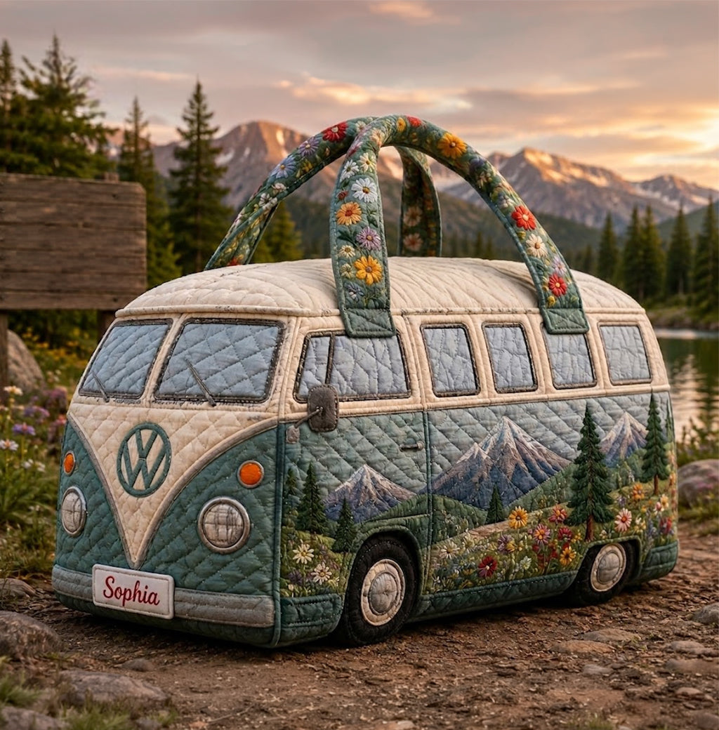 Mountain Camper Van Personalized Quilted Duffle Bag TG08