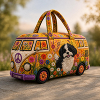 Shih Tzu Floral VW Bus Personalized Quilted Duffle Bag TG37 1
