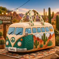 Arizona Desert Camper Van Personalized Quilted Duffle Bag TN03 1