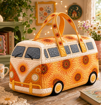 Retro Sunflower VW Bus Quilted Duffle Bag TN35 1