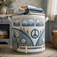 Hippie Van Quilted Laundry Basket 1