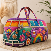 Vintage Hippie VW Bus Quilted Duffle Bag TP33 1