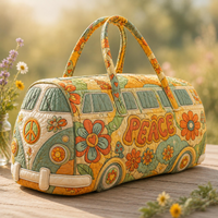 Boho Flower Power Van Quilted Duffle Bag TP34 1