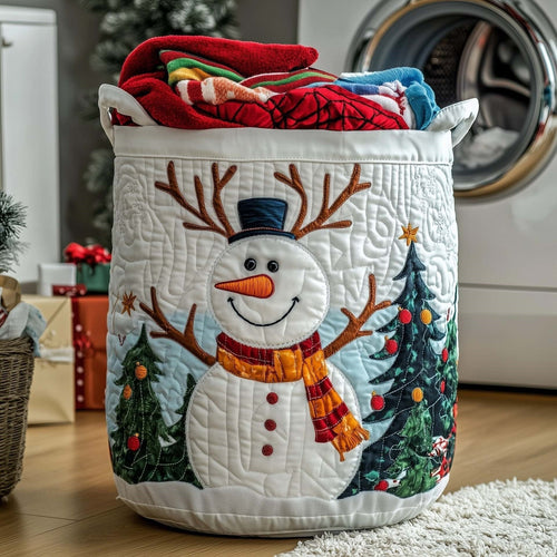 Antler Snowman Quilted Storage Basket