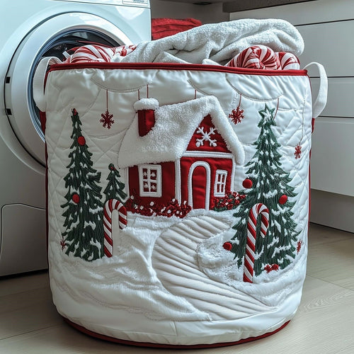 Candy Cane Cottage Quilted Storage Basket
