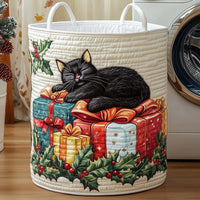 Christmas Catnap Quilted Storage Basket 1