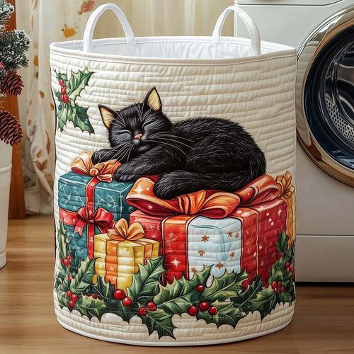 Christmas Catnap Quilted Storage Basket