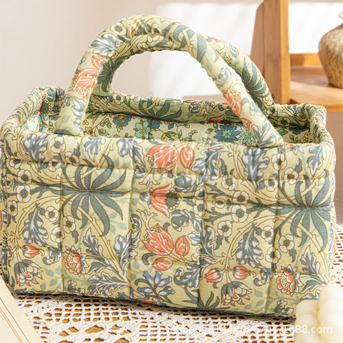 BLOOMHAVEN | VINTAGE FLORAL QUILTED STORAGE BASKET