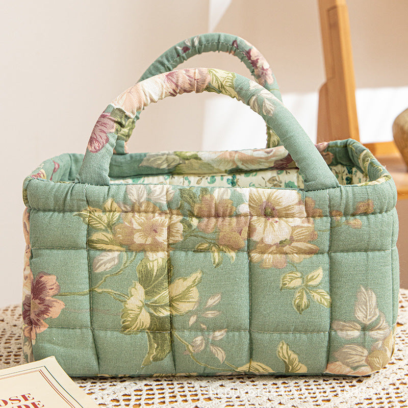 MEADOWLUNE | SAGE FLORAL QUILTED STORAGE BASKET