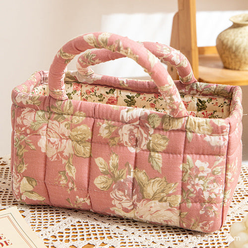 ROSEHAVEN | BLUSH FLORAL QUILTED STORAGE BASKET