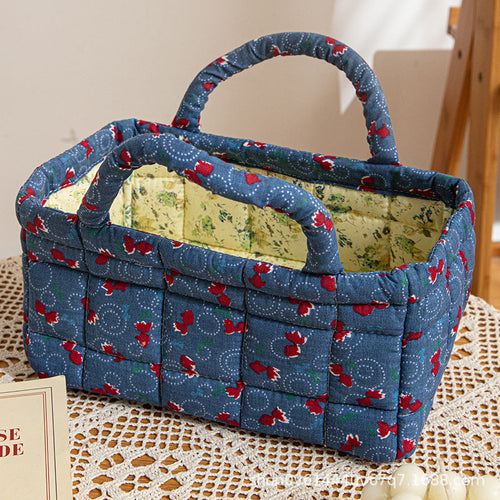 BLUEBERRY LANE | NAVY BERRY QUILTED STORAGE BASKET