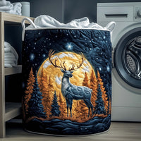 Golden Moon Reindeer Quilted Storage Basket 1