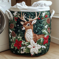 Holly Deer Quilted Storage Basket 1