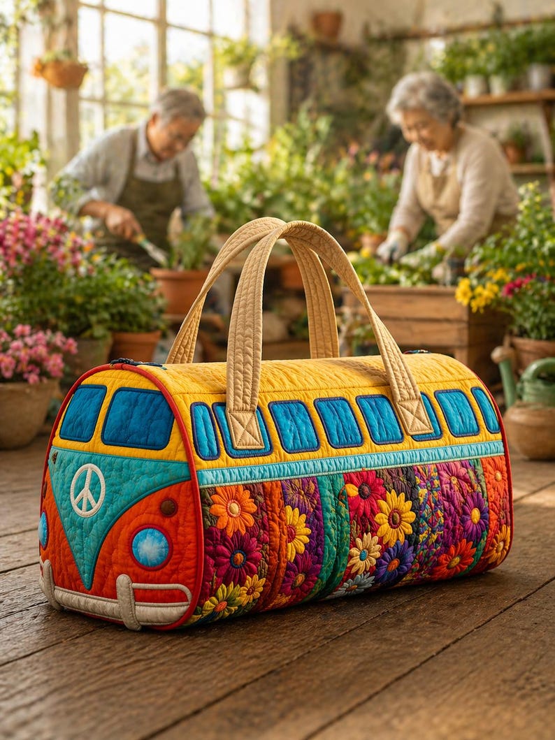 Retro Boho Floral Quilted Handbag