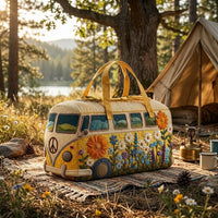 Boho Hippie Bus Quilted Duffle Bag QV33 1