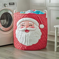 Jolly Santa Smile Quilted Storage Basket 1