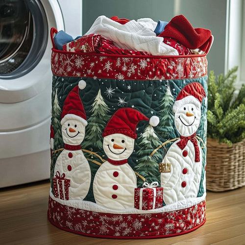 Merry Snowman Trio Quilted Storage Basket