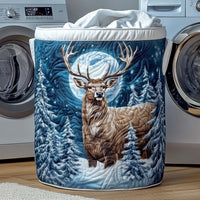 Moonlit Winter Stag Quilted Storage Basket 1
