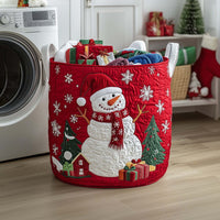 Scarlet Snowman Quilted Storage Basket 1