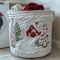 Snowy Candy Cane Lane Quilted Storage Basket 1