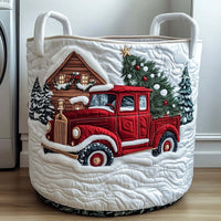Vintage Christmas Pickup Quilted Storage Basket 1
