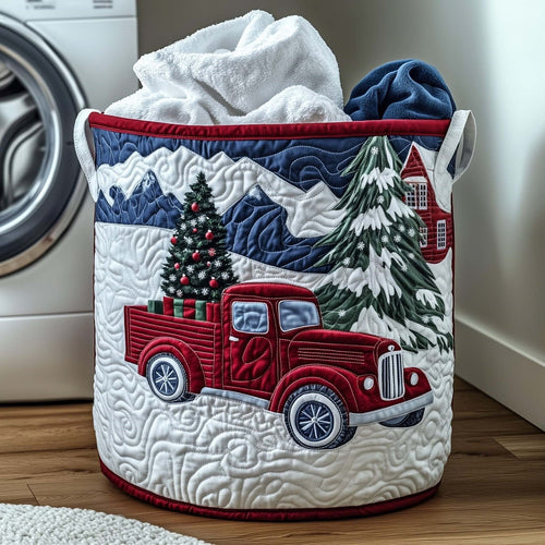Winter Mountain Delivery Quilted Storage Basket